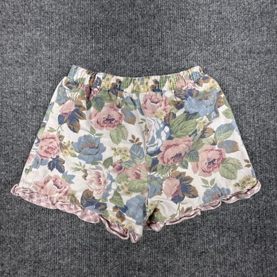 Vintage Eve Byer Shorts Girls 6 Multicolor Floral Corduroy Ruffle Made USA 90s