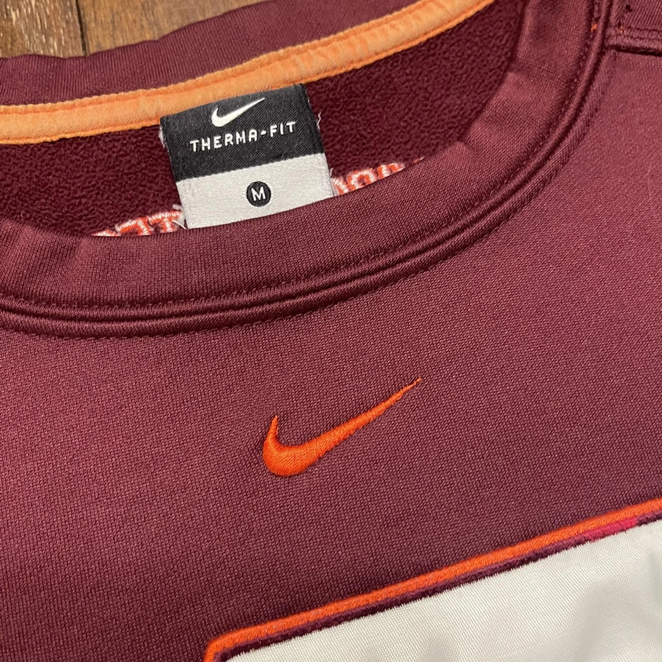 Virginia Tech Hokies Sweatshirt Mens Medium Maroon NCAA College Nike Therma-Fit - Image 4 of 4