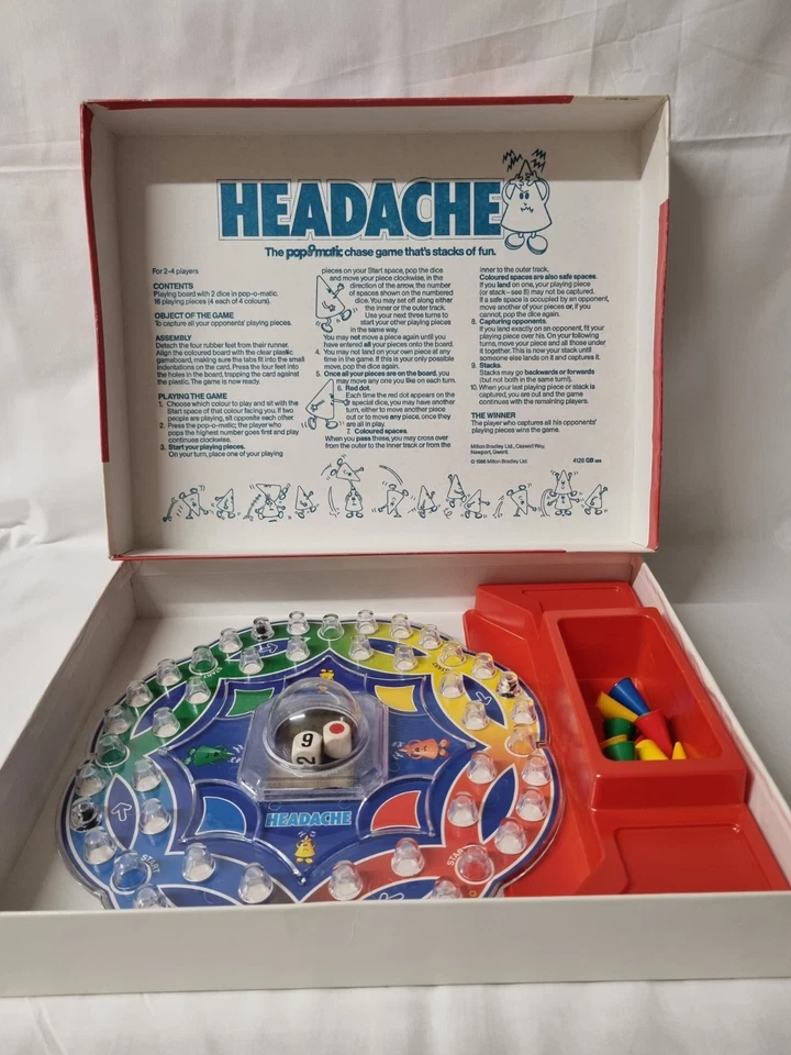 Headache Board Game MB Games 1986 - Vintage Popomatic Chase (4yrs+) -  Complete - Image 3 of 4