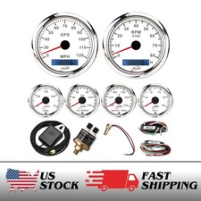 RT7 6 Gauge Set Speedometer Tachometer 120MPH 8000RPM 7 Color Waterproof Boat
