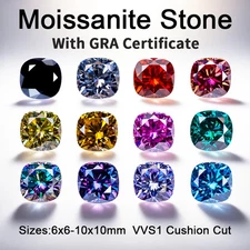 1-5CT Moissanite Stone Square Cushion Cut Multiple Colors Gemstone Bead for Ring