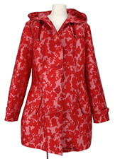 Bugatti Damen Mantel Gr.42 Pink Rot Abstrakt Muster A-Linie Knopf