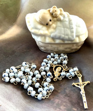 ROSARY FOR BABY/CHILD/UNISEX..  REAL GEMSTONES/SS/PORCELAIN CASE