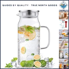 68 oz Borosilicate Glass Pitcher with Lid - Versatile for Hot & Cold Beverages