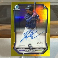 2026 Bowman Chrome Roldy Brito CPA-RB Yellow Refractor Auto /75 Colorado Rockies