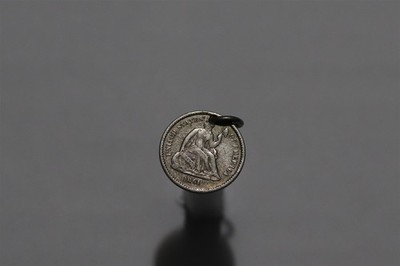    USA HALF DIME 1861 SILBER GELOCHT B94 #K7747