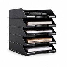 5 Tier Stackable Letter Tray File Organizer HIPS Desk Paper Storage Home Office