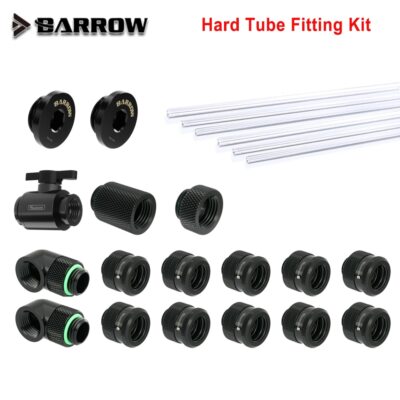 Barrow OD12/14/16mm Hard Tube Fitting Kit Connector 90 Grad Wasser Stecker G1/4'