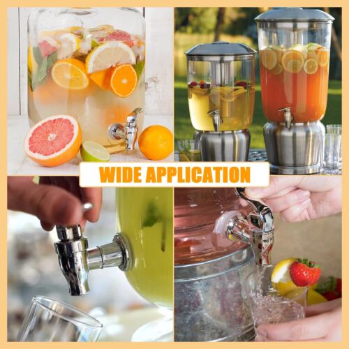 Paquete de 2 grifos dispensadores de bebidas estilo empuje plateado de repuesto - Imagen 2 de 6