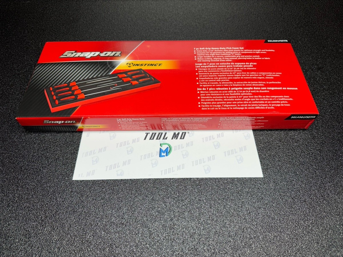 Snap-on Tools NEW 7-Piece RED Soft Grip Heavy-Duty Pick Foam Set