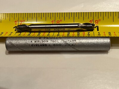 3/16'' HSS 2 FLUTE DOUBLE END, 3/16'' SHANK, CENTER CUT, WELDON, USA NEW