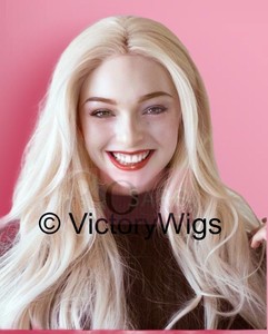 Celebrity White Platinum Blonde Straight Hair Lace Front Wig