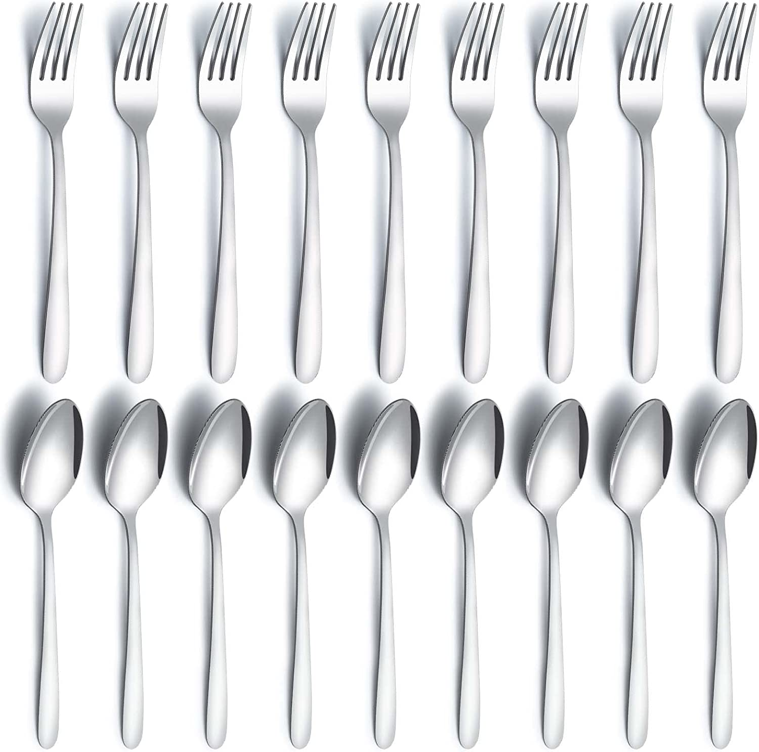 24 Pieces Spoons and Forks Set, Food Grade Stainless Steel Flatware Cutlery Set,