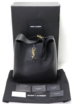 YSL Saint Laurent Le 5 à 7 Supple Large Leather Shoulder Bag Black  Retail $3100