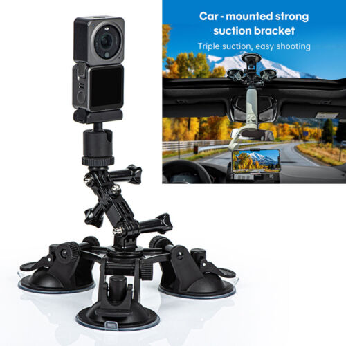 Tripod Mount Triple Car Suction Cup For Insta360 ONE X2/X4/ONE/ONE X/OSMO Camera - Foto 1 di 10