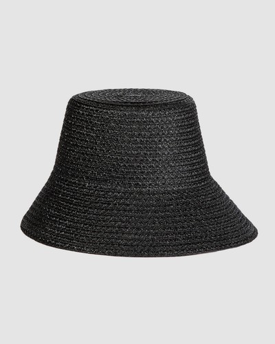 Black Marina Wide Brim Bucket Straw 