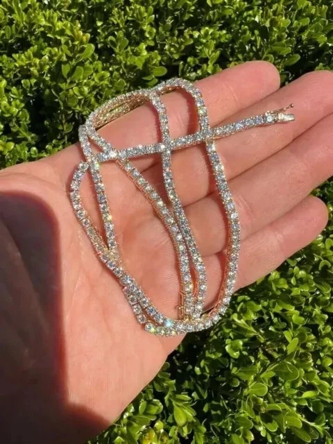 20 Ct Lab-Created Diamond Men's Tennis Necklace In 14k Yellow Gold Plated 20'' - Image 2 of 4