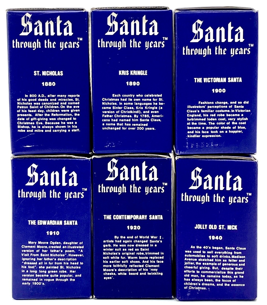 R192 - Santa Through The Years - Set of 6 - Hand Painted Porcelain