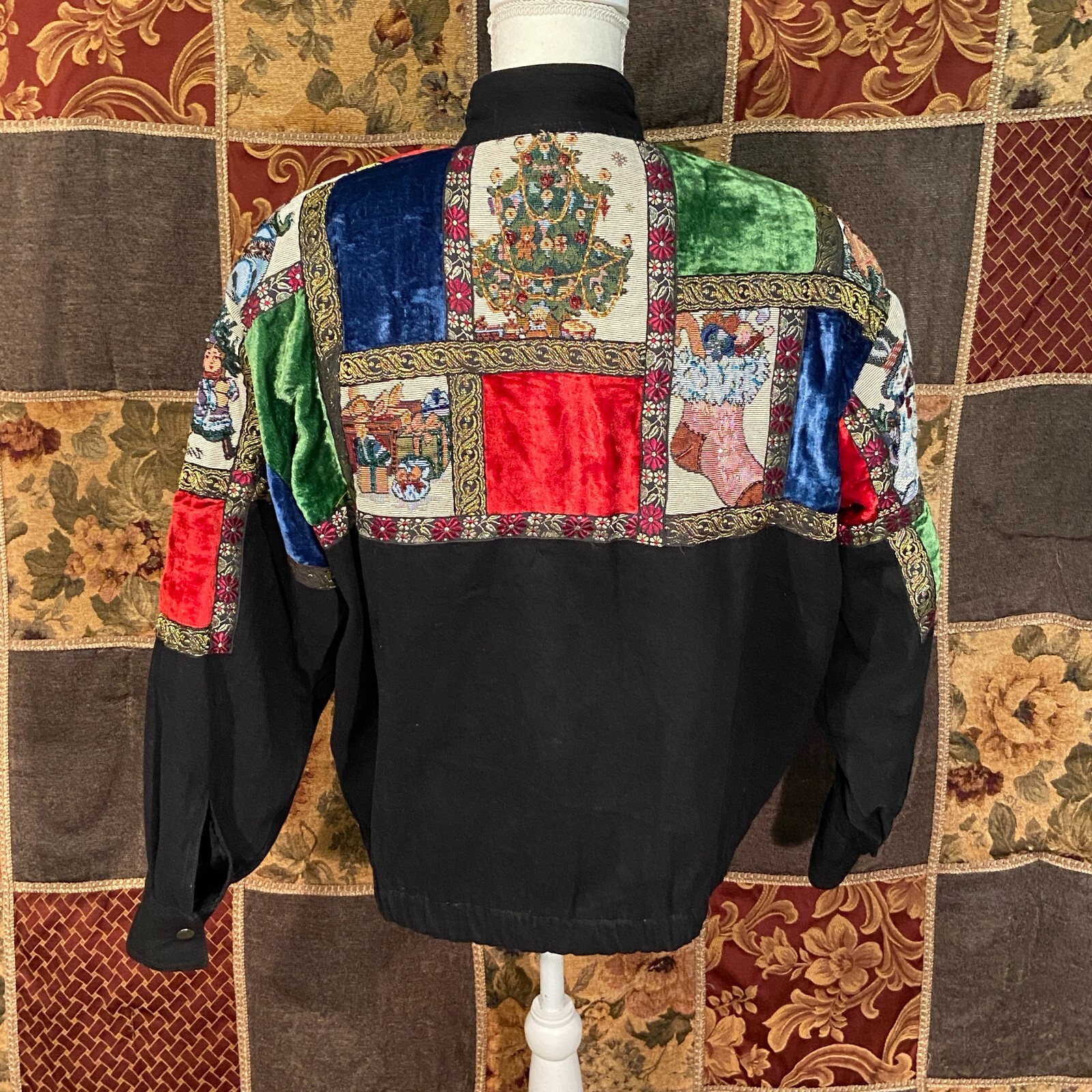Modi Christmas Patchwork Embellished Lined Bomber… - image 9
