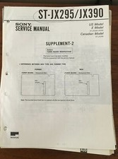 Sony ST-JX295 ST-JX390 Tuner Service Manual Supplement Original 