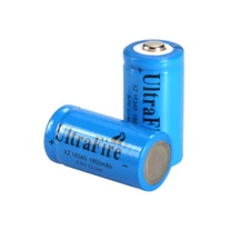 2pcs 16340 Battery 3.7V Ultrafire 1800mAh Rechargeable Batteries Cell