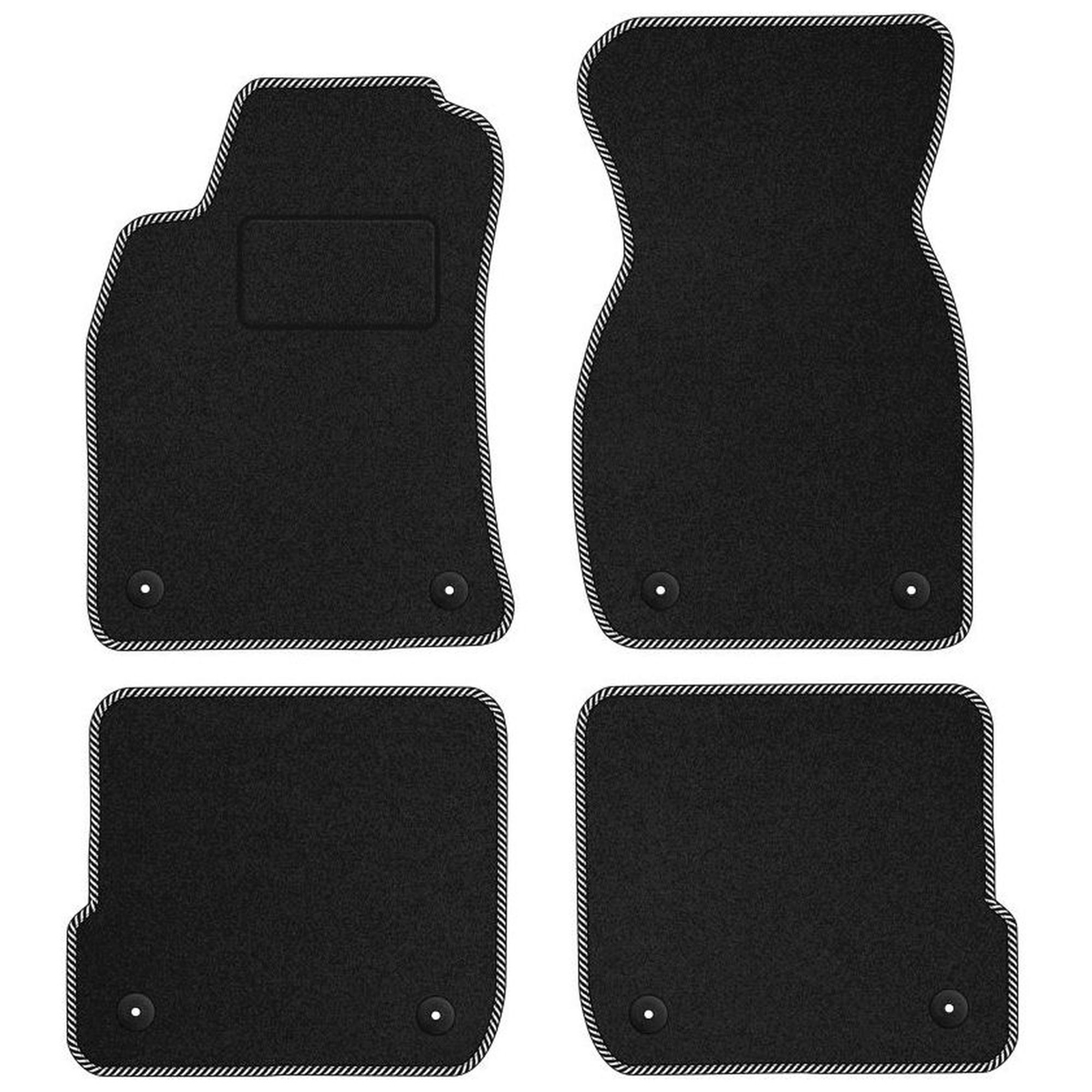 Tapis de sol velours haut de gamme STREAK blanc pour Audi A6 C5 de 1997 à 2004 kit complet