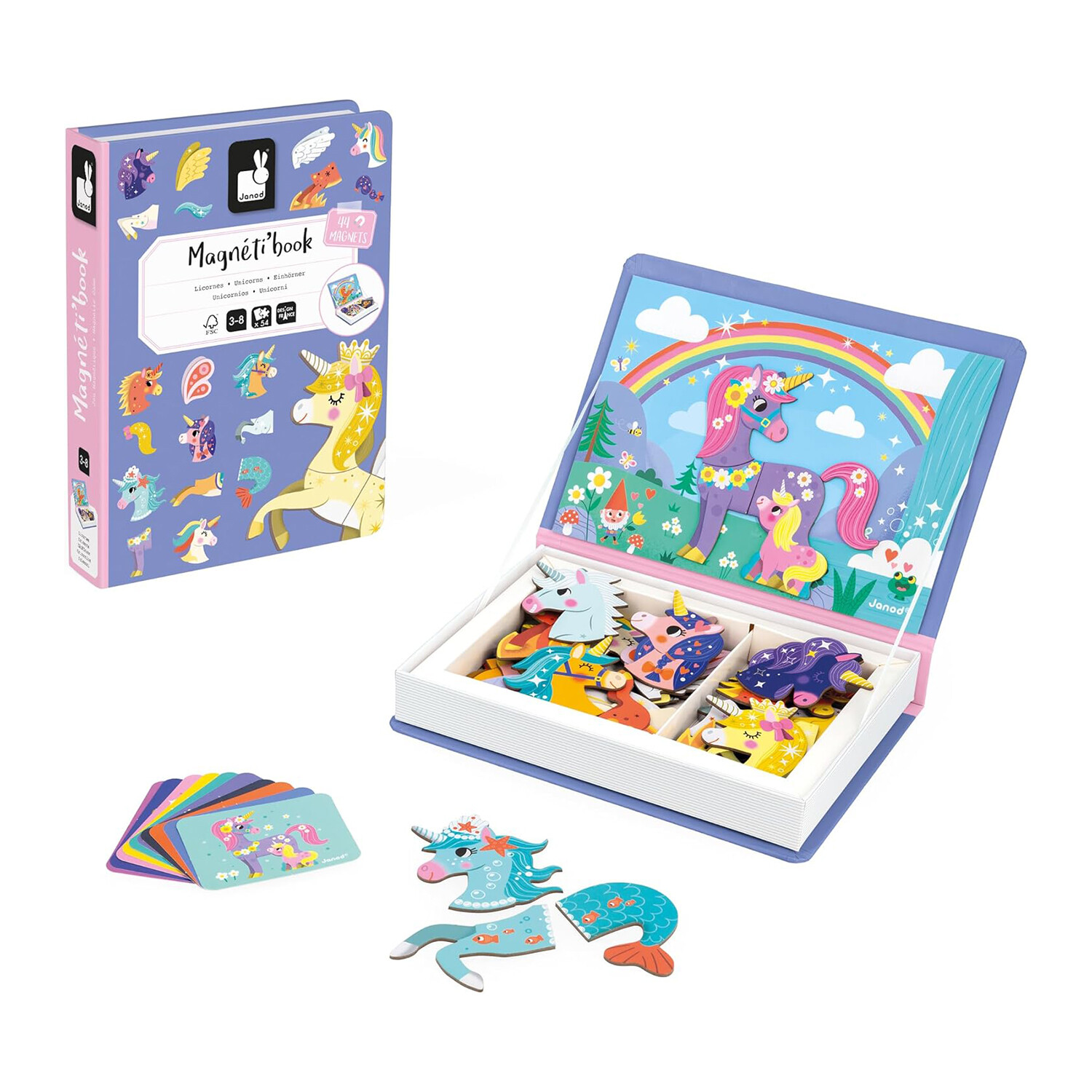 Janod - Magneti'Book Unicorni - Gioco Educativo 44 Calamite JANOD - X50839