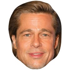 Brad Pitt Long Hair Celebrity Mask, Flat Card Face