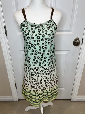 Max Studio Size Medium 90's Floral Ombre Green Brown Halter
