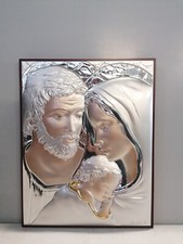 Quadro Arte Sacra, Bomboniera Sacra Famiglia in Argento Prezioso 925. 29 x 24