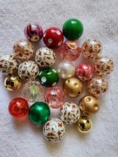 Mix of Christmas beads sized 12-20 mm, 24 total beads. Matte  glossy mix.