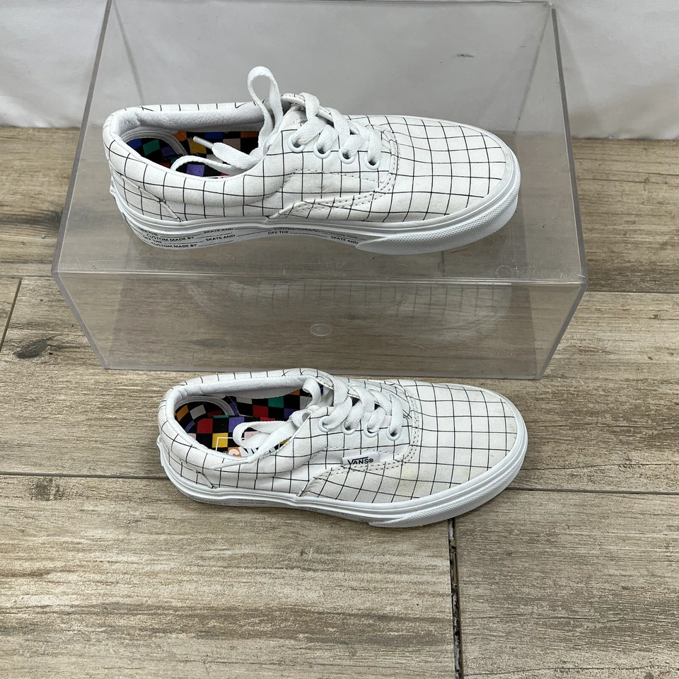 Vans Era U-Color Checkerboard White Shoes Kids Size 1 - Image 2 of 4