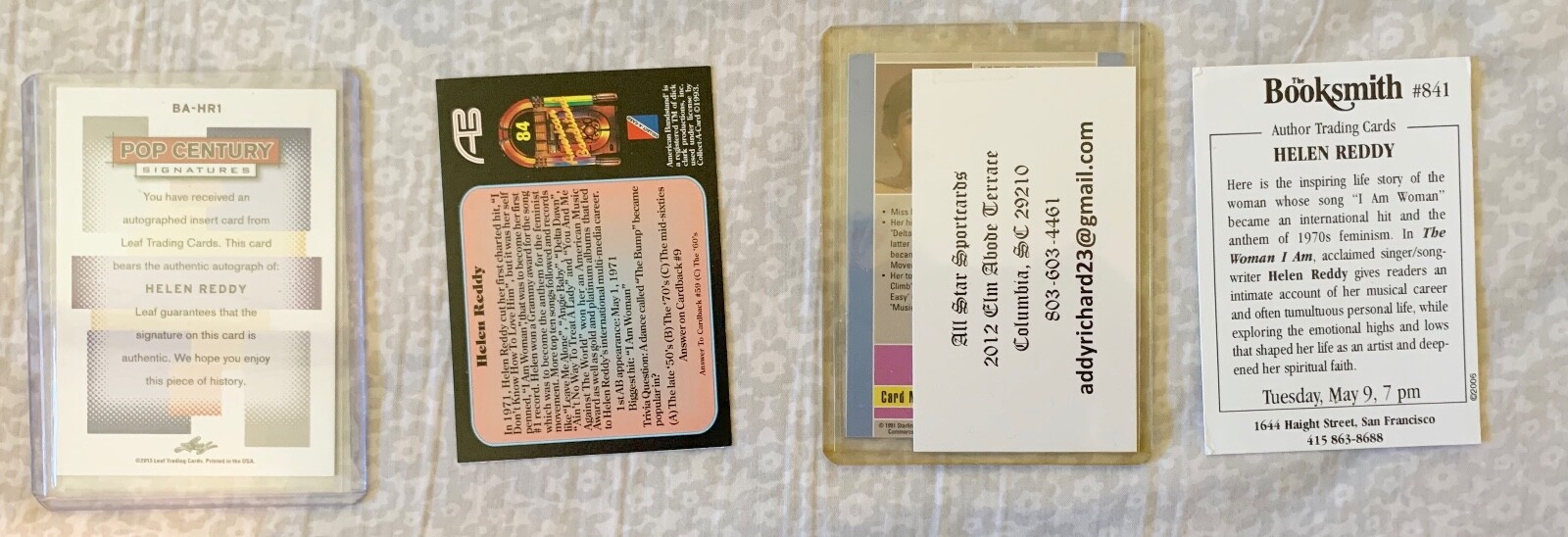 Helen Reddy Signed Lot Cards Woman I Am Hardcover Book People Magazine ...