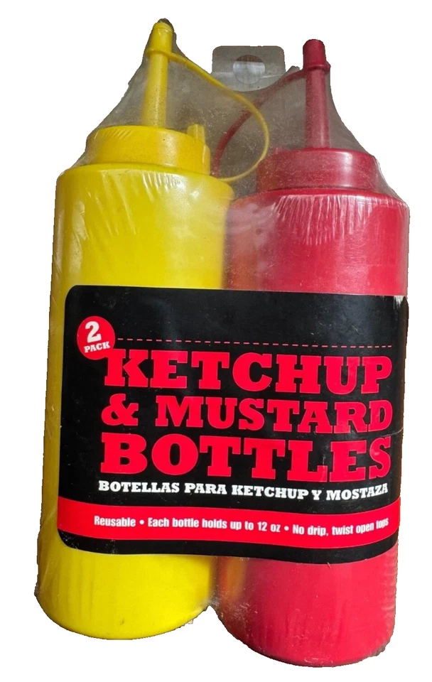 BEST BRANDS Sealed pack Ketchup Mustard 12 oz Squeeze plastic condiments bottles Camping 🌭
