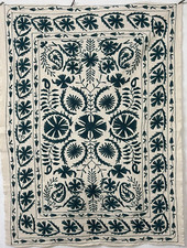 Suzani Bed Cover, Uzbek Suzani, Handmade Table Cloth, Cotton Bedspread, Gift Her