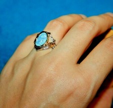 engagement cocktail ring gemstone silver gold plate jewelry chic band 6.5 8.5