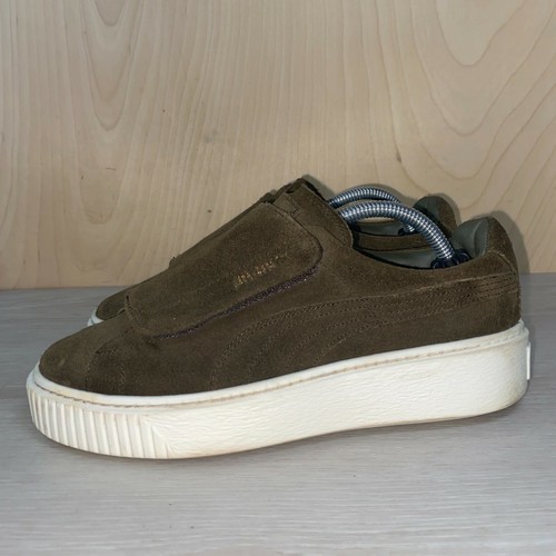 puma suede platform olive green