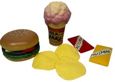 Vintage Realistic Play Food Hamburger Cheeseburger Ice Cream Chips Pretend Diner