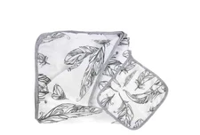 Best Designs 4 Layer Bamboo Nesting Baby Blanket ‘Feather White’ 47”x47”