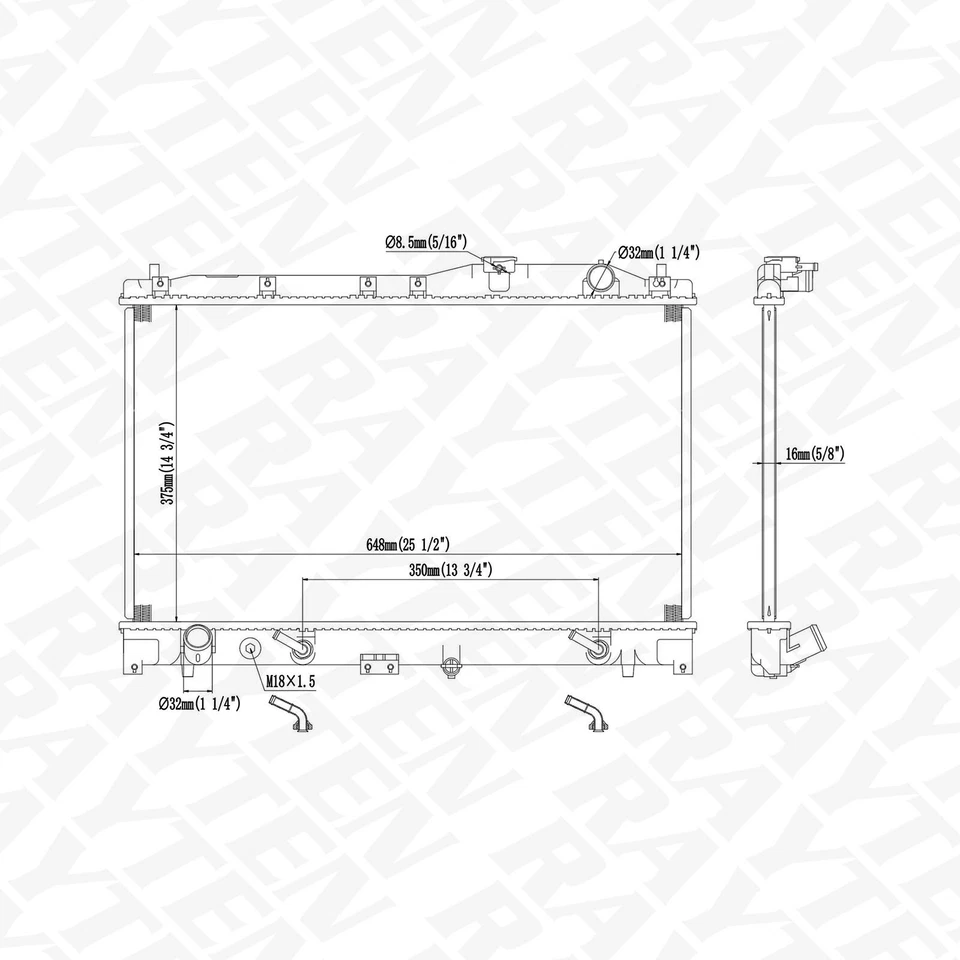 CU2030 Aluminum Radiator Fit for Acura TL 1995 1996 1997 1998 2.5 L5 - Image 2 of 4