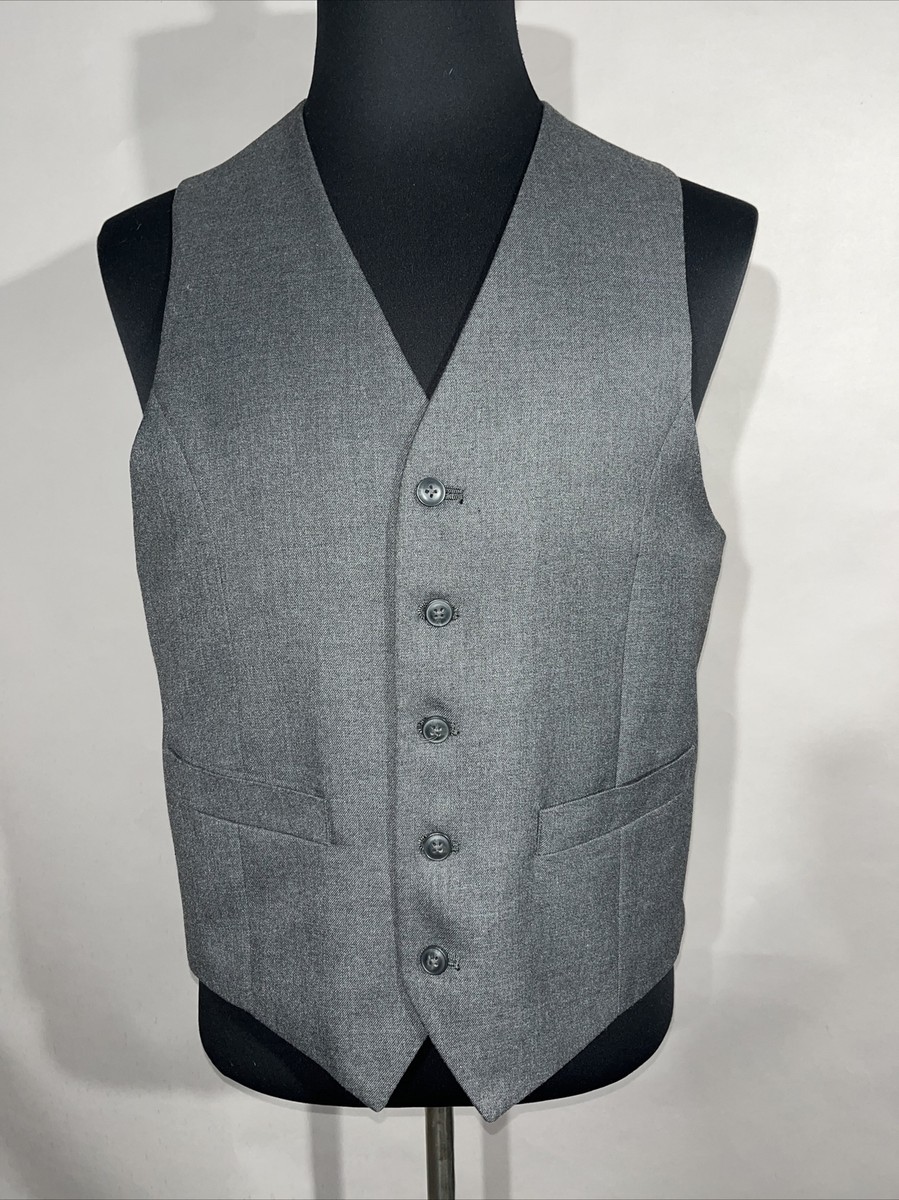 Haggar H26 Mens Vest Gray Slim Fit Suit Button Pocket