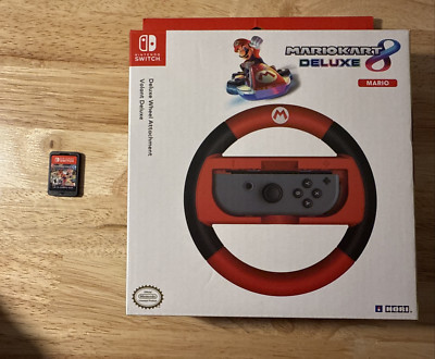 Mario Kart 8 Deluxe (Nintendo Switch) Cartridge WITH OFFICIAL STEERING WHEEL
