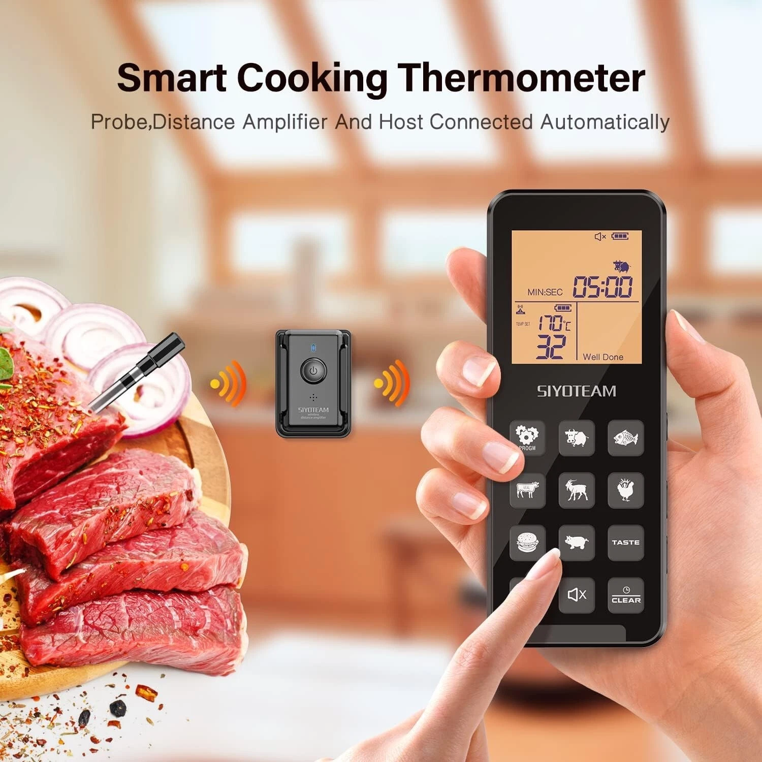 Smart Wireless Meat Thermometer Digital Thermomter for Cooking BBQ Grilling New
Opens in a new windo