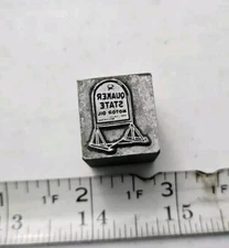 Vintage Letterpress Printing Block Quaker State Motor Oil Advertising ALL METAL
