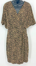 Vince Camuto Women Dress Size 2 Leopard Flutter Sleeve V-Neck Shift Work Brown