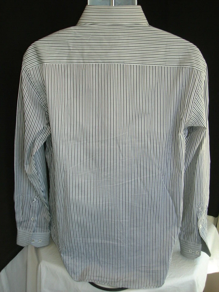 BUGATCH BLACK/WHITE STRIPED FLIP CUFFS 100% COTTON L/S BUTTON FT SHIRT SZ L SLIM - Image 4 of 4