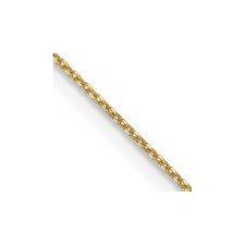 Real 14K Yellow Gold .6mm Diamond Cut Round Open Link Cable Chain; 22 inch