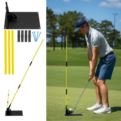 Golf Practice Plate Golf Swing Trainer with Golf Alignment Stick Holder