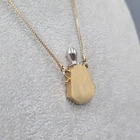 Vintage Heavy Perfume Pendant Necklace Gold tone 18" Estate Costume Jewelry