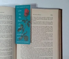 Bookmark Holy Card Society of Little Flower St Therese of Lisieux Blue & Rose